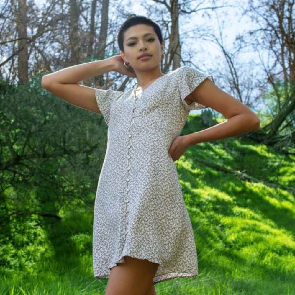 Rails Helena Mini Dress Women’s Size S | Blue Garden Floral Button Front Dress